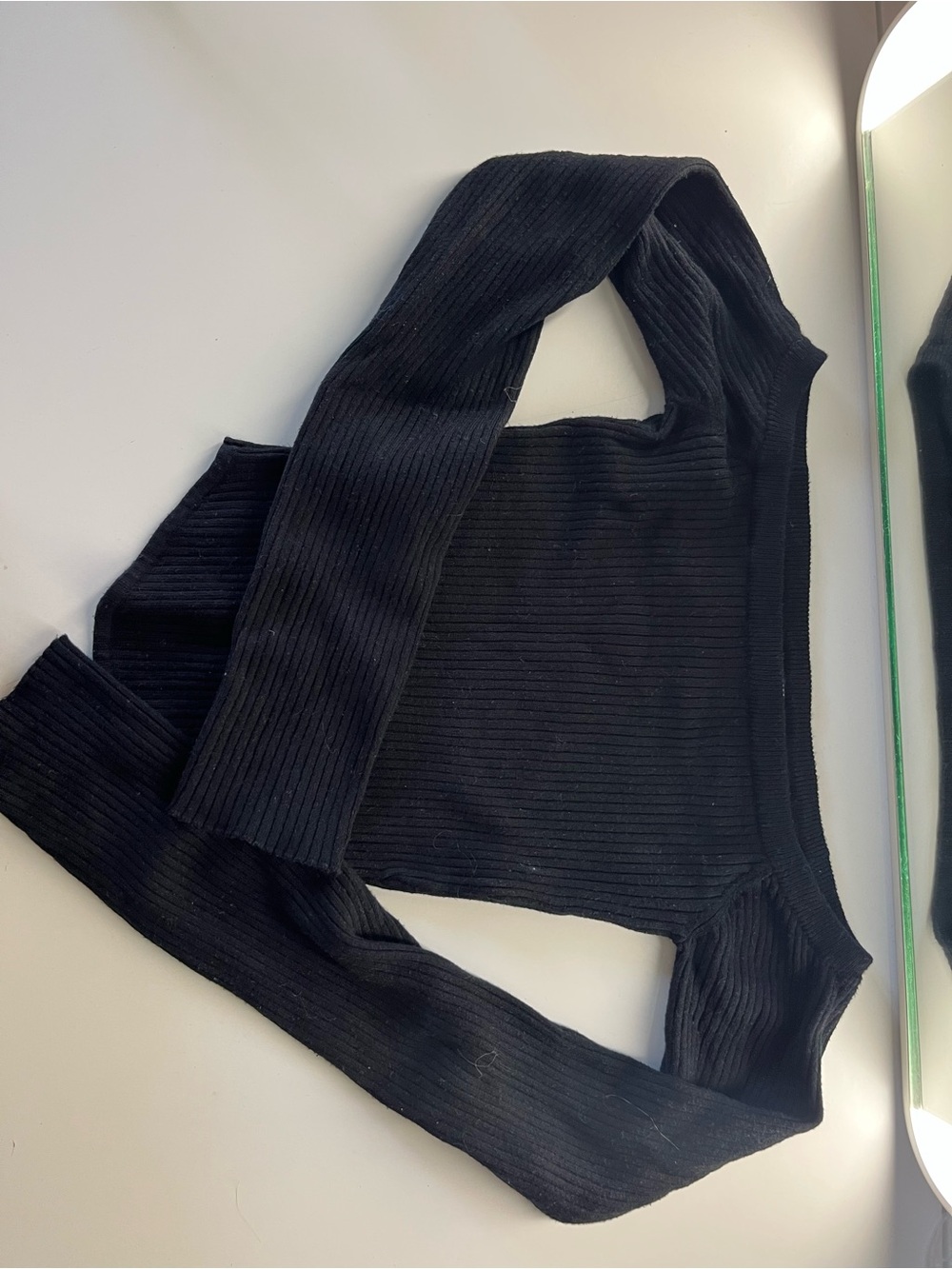 Garage Black Ribbed Long-Sleeve Crop Top